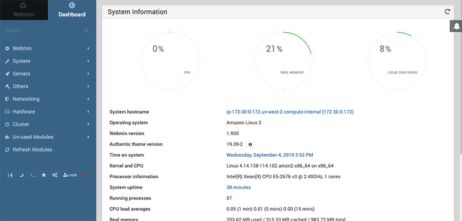 Install Webmin on Amazon Linux 2